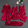 Ensemble de nuit satin 5 pièces - pyjama élégant avec peignoir et short