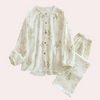 Ensemble de pyjama 2 pièces en coton blanc à imprimé floral - vêtements de nuit pour femmes