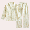 Ensemble de pyjama 2 pièces en coton blanc à imprimé floral - vêtements de nuit pour femmes