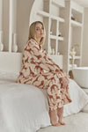 Ensemble de pyjama en coton pour femmes - imprimé girafe beige en 2 pièces
