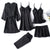 Ensemble de pyjama noir en satin 5 pièces - nuit de premium avec dentelle
