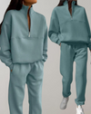 Ensemble de survêtement en polaire - veste zippée et joggers tendance pour femmes