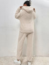 Ensemble de survêtement teddy 2 pièces - loungewear ultra-doux avec capuche pour dames