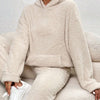Ensemble de survêtement teddy 2 pièces - loungewear ultra-doux avec capuche pour dames