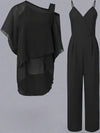 Ensemble en chiffon 2 pièces - élégant top et combinaison pour femmes