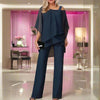Ensemble en chiffon 2 pièces - élégant top et combinaison pour femmes