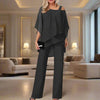 Ensemble en chiffon 2 pièces - élégant top et combinaison pour femmes