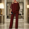Ensemble en chiffon 2 pièces - élégant top et combinaison pour femmes