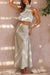 Ensemble en satin 2 pièces - top court sophistiqué et jupe maxi