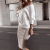 Ensemble en tricot blanc : pull oversize et jupe - tenue élégante pour femmes