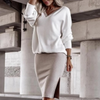 Ensemble en tricot blanc : pull oversize et jupe - tenue élégante pour femmes