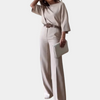 Ensemble femme 2 pièces couleur abricot - blouse tendance et pantalon ample