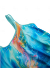 Ensemble tankini 2 pièces pour femmes - maillot de bain à motifs floraux bleus