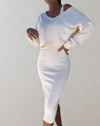 Ensemble tricot 2 pièces - top en v et jupe midi pour femmes