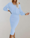 Ensemble tricot 2 pièces - top en v et jupe midi pour femmes