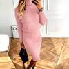 Ensemble tricoté 2 pièces - haut à col roulé chic et jupe midi assortie