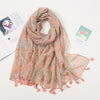 Étole en pashmina fleuri avec franges - châle élégant pour femmes