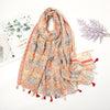 Étole en pashmina fleuri avec franges - châle élégant pour femmes