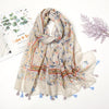 Étole en pashmina fleuri avec franges - châle élégant pour femmes