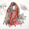 Étole en pashmina fleuri avec franges - châle élégant pour femmes