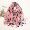 Étole en pashmina fleuri avec franges - châle élégant pour femmes