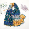 Étole en pashmina fleuri avec franges - châle élégant pour femmes