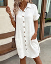 Robe chemise femme avec poches, coupe décontractée pour un style quotidien - robe légère à boutons