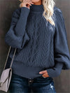 Pull en tricot - élégant pull à col montant pour femmes avec motif en laine