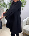 Robe décontractée à manches longues pour femme - noir, coupe fluide pour le jour ou le soir