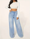 Jeans évasés - pantalon dames taille élastique bleu moyen