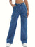 Jeans en denim pour femmes, cargos à taille haute en bleu - pantalons larges décontractés pour un look quotidien