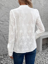 Blouse d'été blanche brodée pour femmes - chemisier élégant à manches longues