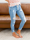 Jeans skinny distressed pour femmes avec cordon de serrage - pantalons en denim extensible polyvalents pour sorties décontractées