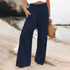 Pantalons large en lin pour femmes - style décontracté pour la plage, léger et aéré pour l'été