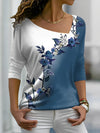 T-shirt floral pour femmes - haut chic à manches longues pour un style décontracté