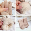 Gants d'hiver en 2 pièces - gants tactiles doublés en fausse fourrure pour femmes