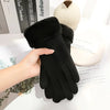 Gants d'hiver en 2 pièces - gants tactiles doublés en fausse fourrure pour femmes