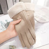 Gants d'hiver en 2 pièces - gants tactiles doublés en fausse fourrure pour femmes