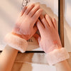Gants d'hiver - gants tactiles pour femmes avec bord en fausse fourrure