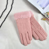 Gants élégants avec bordure en fausse fourrure - gants en suède luxueux