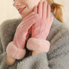 Gants élégants avec bordure en fausse fourrure - gants en suède luxueux