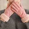 Gants élégants avec bordure en fausse fourrure - gants en suède luxueux