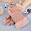 Gants élégants avec bordure en fausse fourrure - gants en suède luxueux