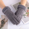Gants élégants avec bordure en fausse fourrure - gants en suède luxueux