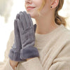 Gants élégants avec bordure en fausse fourrure - gants en suède luxueux