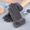Gants élégants avec bordure en fausse fourrure - gants en suède luxueux