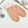 Gants élégants avec bordure en fausse fourrure - gants en suède luxueux