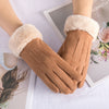 Gants élégants avec bordure en fausse fourrure - gants en suède luxueux