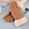 Gants élégants avec bordure en fausse fourrure - gants en suède luxueux