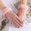 Gants élégants avec bordure en fausse fourrure - gants en suède luxueux